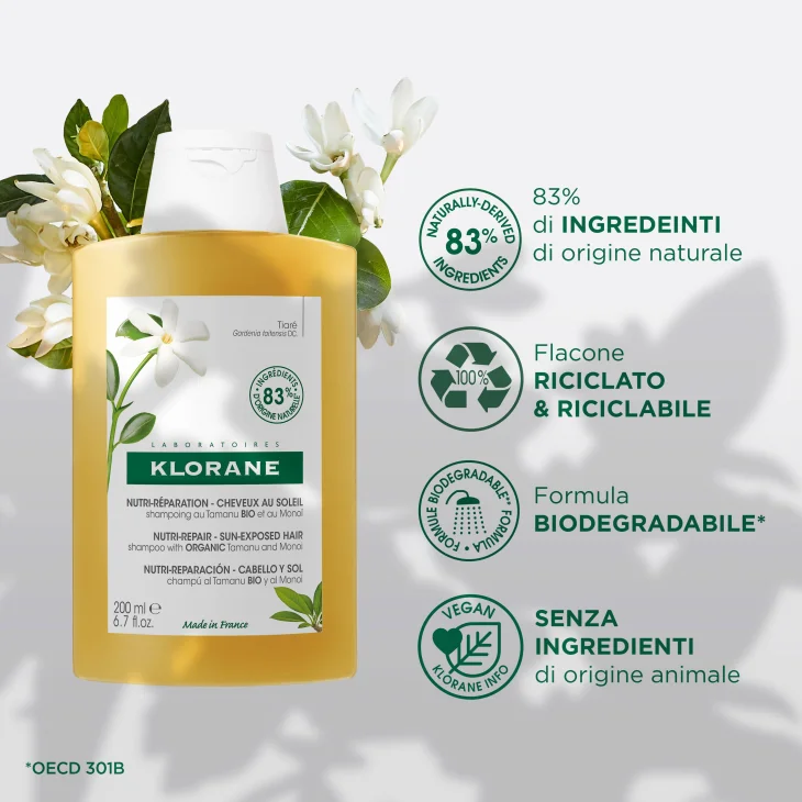Klorane Shampoo Solare Nutritivo al Tamanu BIO & Monoï 200 ml