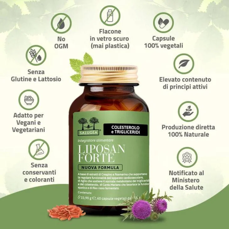 Salugea Liposan Forte Integratore Contro Colesterolo e Trigliceridi 60 capsule