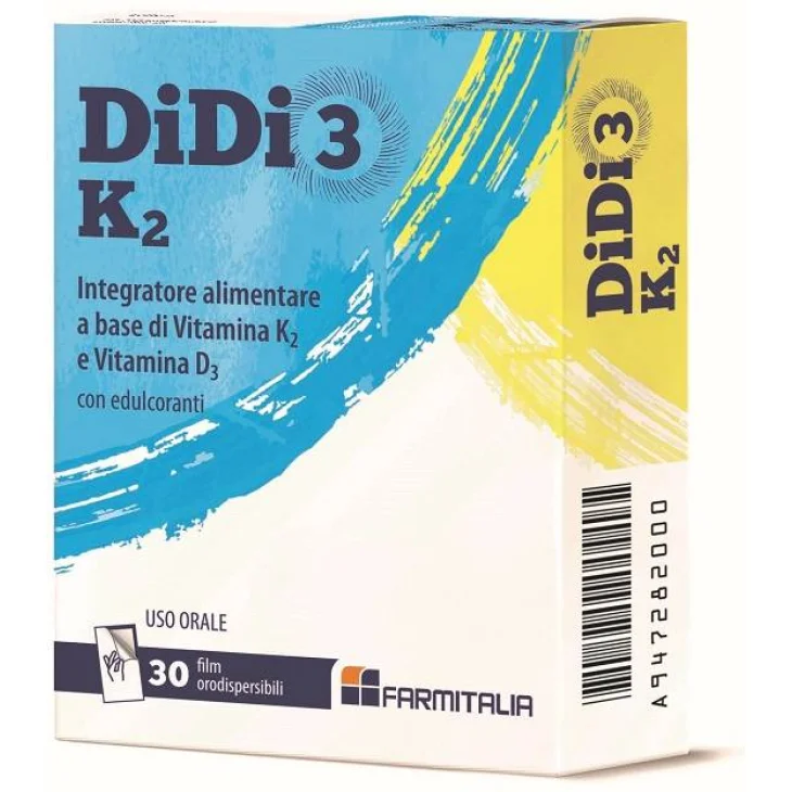 Farmitalia Didi3 K2 Integratore Vitamina D3 e K2 30 Film Orodispersibili