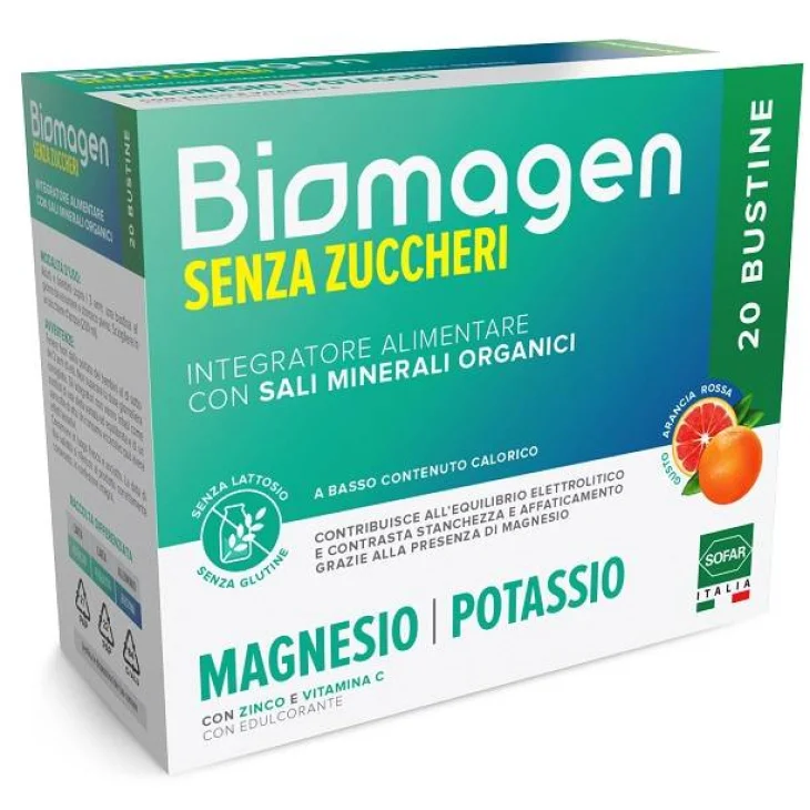 Sofar Biomagen Senza Zuccheri Integratore Magnesio e Potassio 20 Bustine