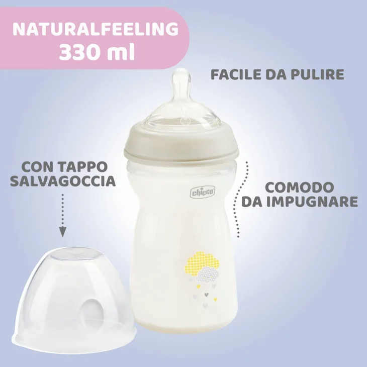 Chicco NaturalFeeling Biberon 6M+ 330ML Flusso Veloce Bimba