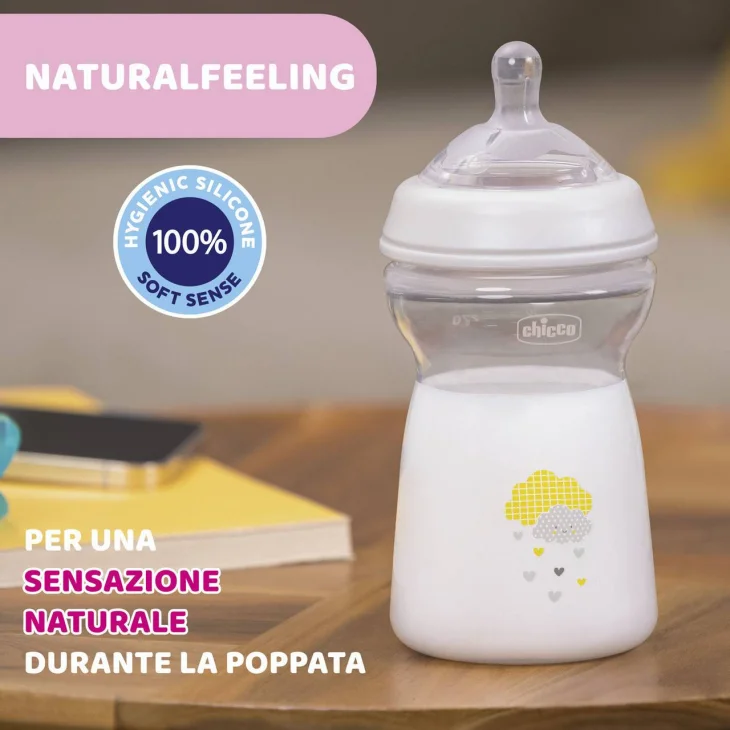 Chicco NaturalFeeling Biberon 6M+ 330ML Flusso Veloce Bimba