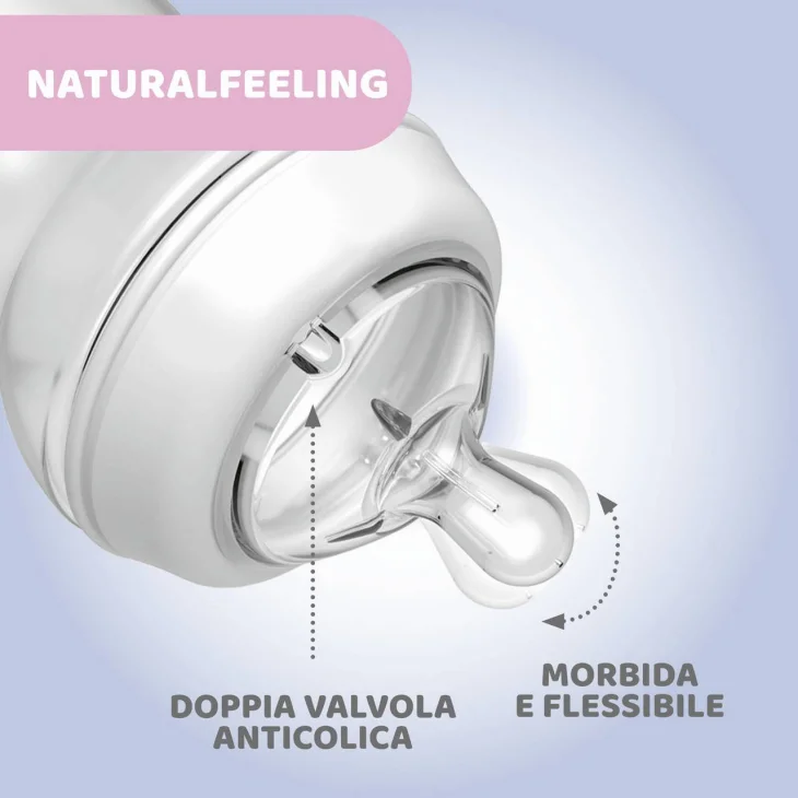 Chicco NaturalFeeling Biberon 6M+ 330ML Flusso Veloce Bimba