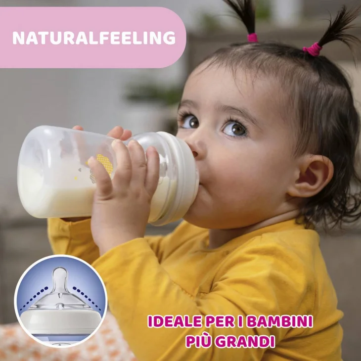 Chicco NaturalFeeling Biberon 6M+ 330ML Flusso Veloce Bimba