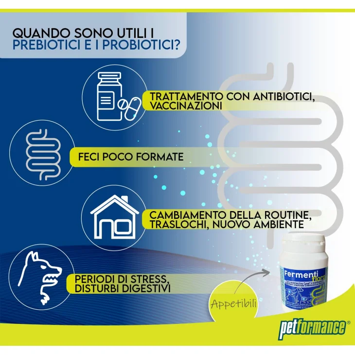 Petformance Fermenti Flora Fermenti Lattici per Cani e Gatti 30 Compresse