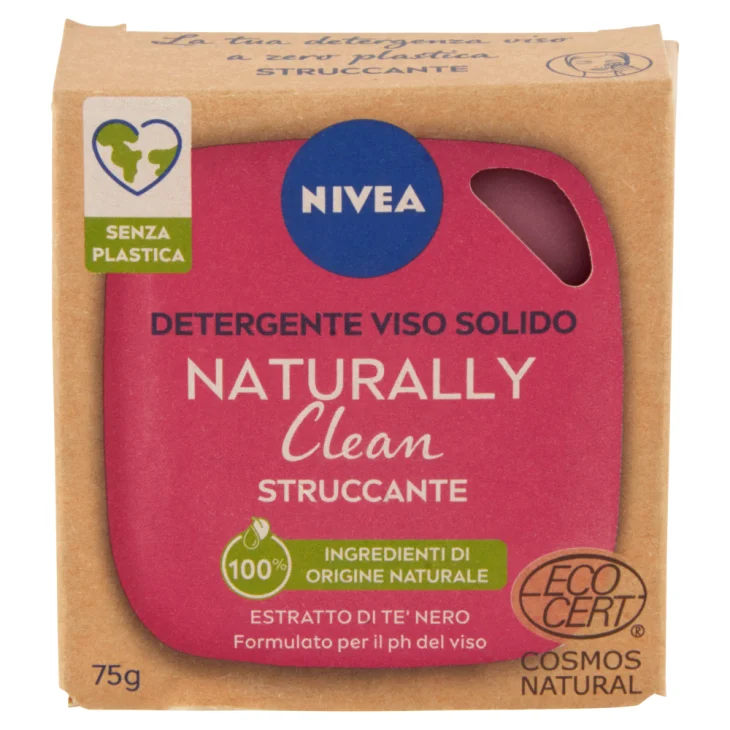 Nivea Naturally Clean Detergente Viso Solido Struccante 75 g
