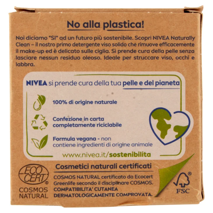 Nivea Naturally Clean Detergente Viso Solido Struccante 75 g