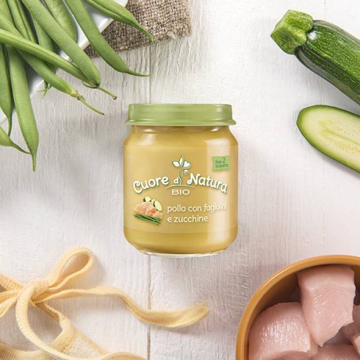 Plasmon Cuor di Natura Omogeneizzati Pollo Fagiolini Zucchine 2 Pezzi Da 120 G