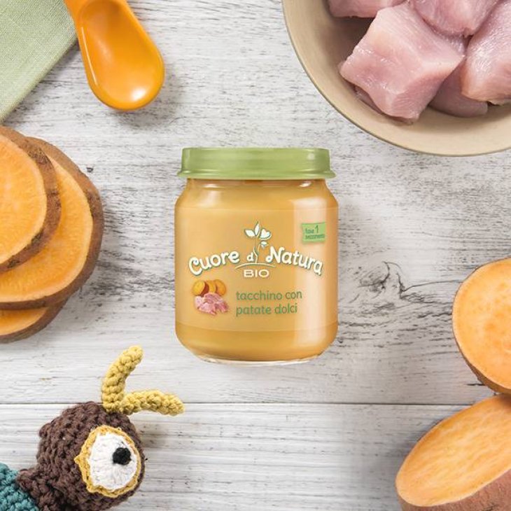Plasmon Cuor di Natura Omogeneizzati Tacchino Patate Dolci 2 Pezzi Da 120 G