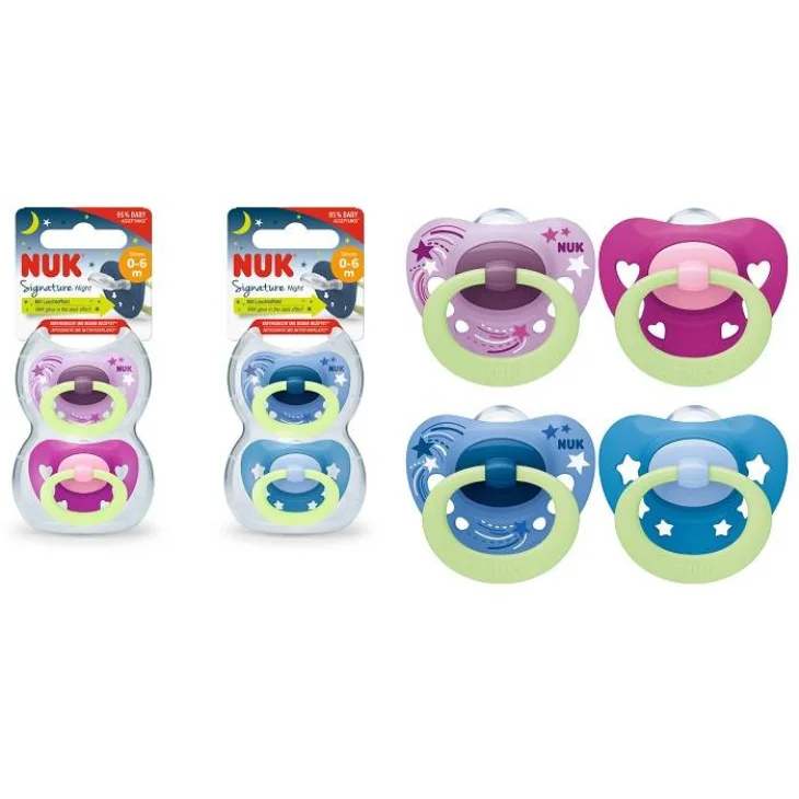 Nuk Signature Night Succhietto in Silicone 0-6 mesi 2 pezzi