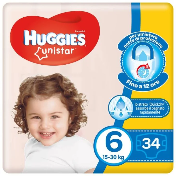 Huggies Unistar Pannolino per Bambini Taglia 6 (15-30kg) 34 Pezzi