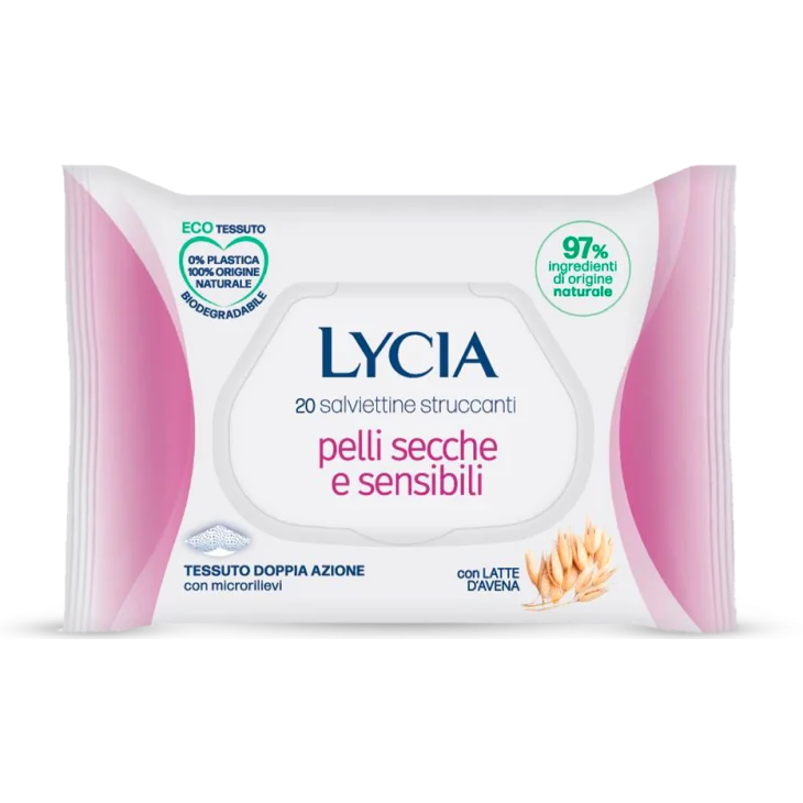 Lycia Salviettine Struccanti Pelli Secche e Sensibili 20 Pezzi