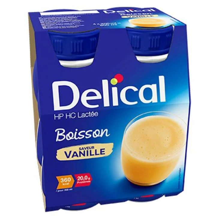 Delical Boisson HP-HC Gusto Vaniglia Bevanda Iperproteica ed Ipercalorica 4x200 Ml