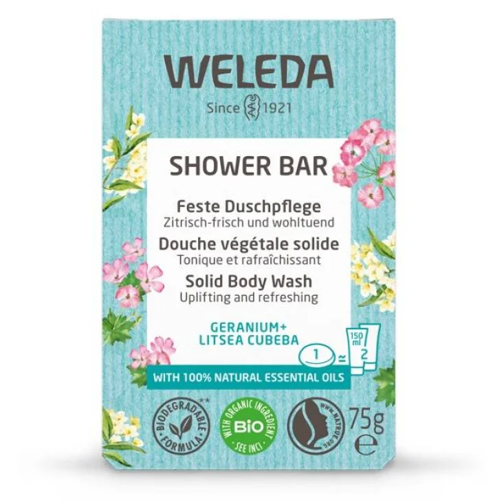 Weleda Bagno Doccia Solido 100% Naturale Geranio + Litsea Cubeba 75 g