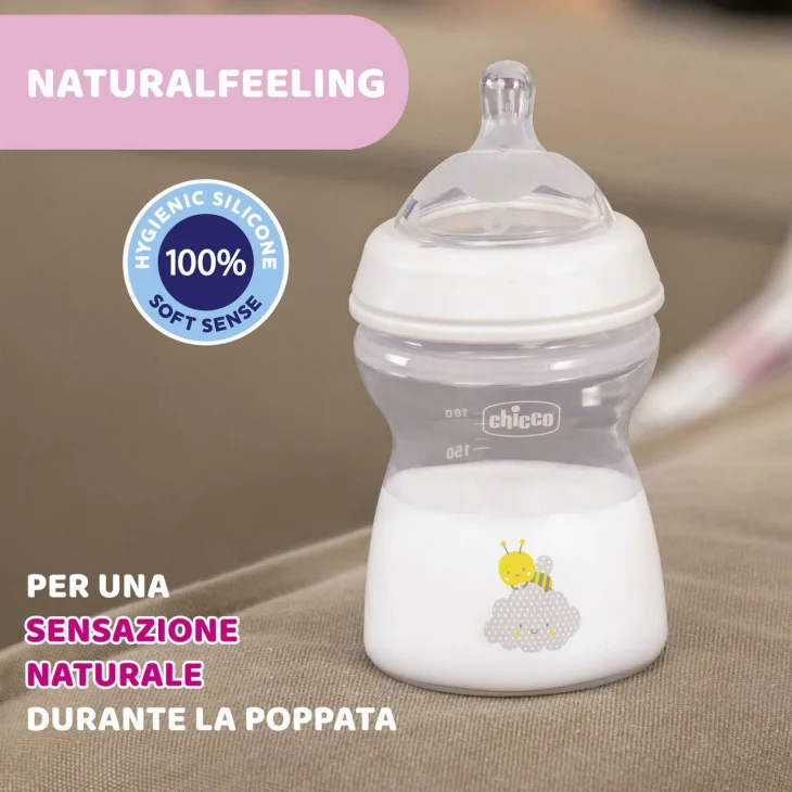 Chicco Biberon Natural Feeling 2M+ Grigio 250 Ml