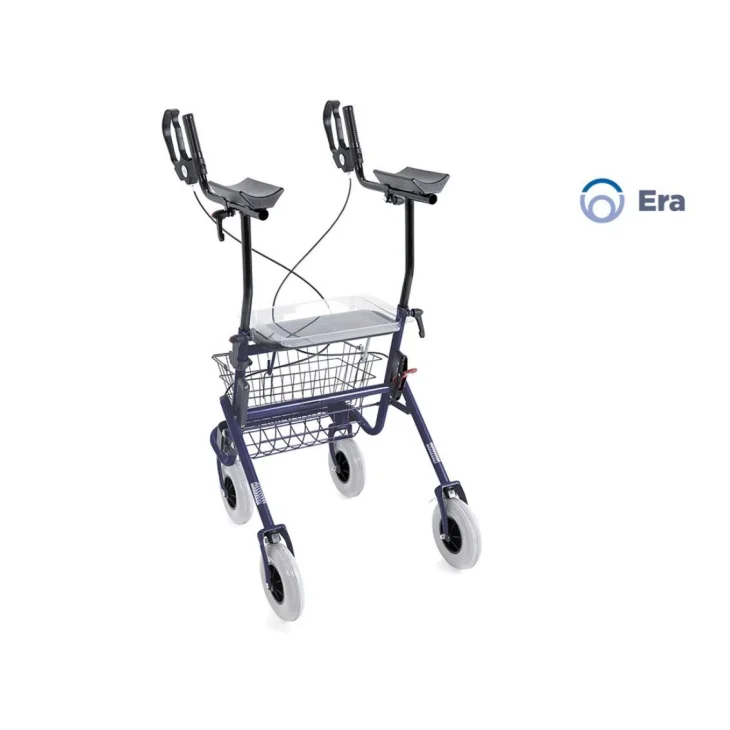 Moretti Mopedia Era Deambulatore Rollator in Acciaio 4 Ruote con Appoggio Antibrachiale