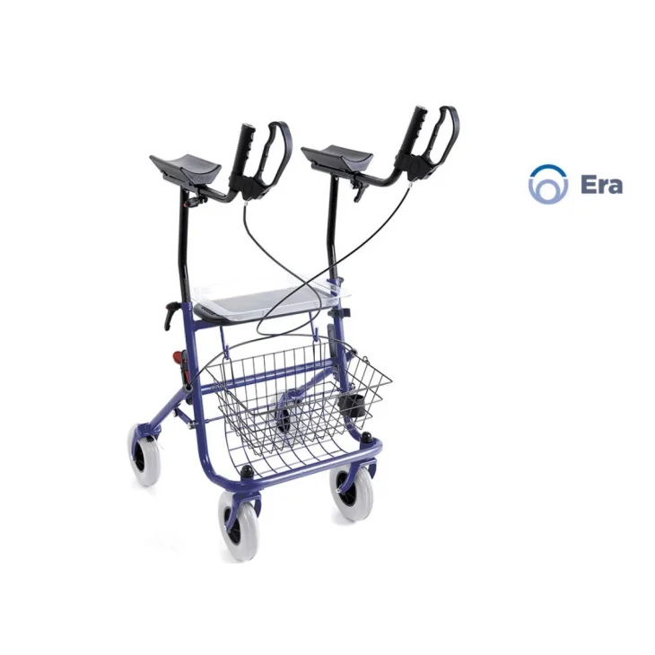 Moretti Mopedia Era Deambulatore Rollator in Acciaio 4 Ruote con Appoggio Antibrachiale