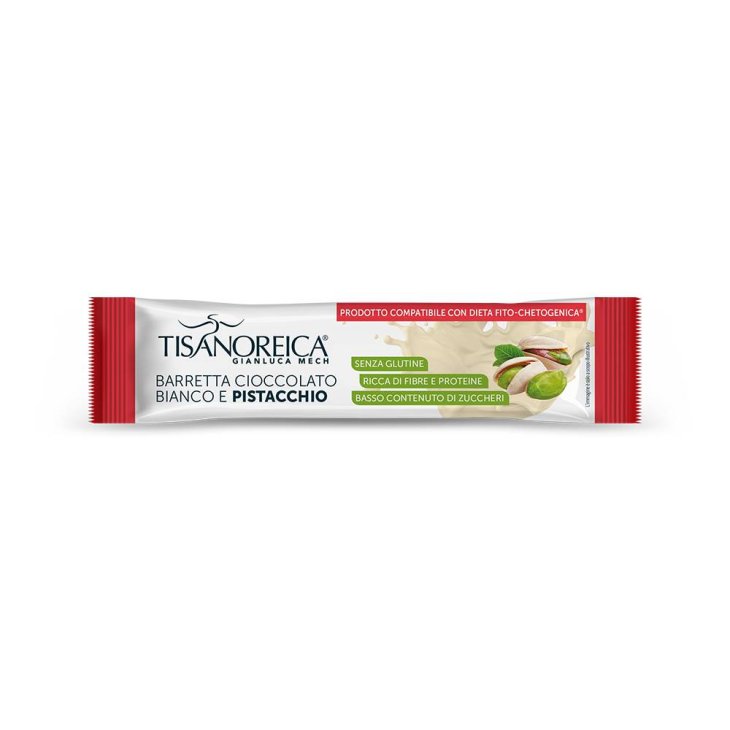 Tisanoreica Barretta Cioccolato Bianco e Pistacchio per Dieta Chetogenica 35g