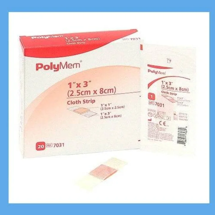Polymem Cerotto a Membrana Da Cm 2,5 X 2,5 Su Tessuto Adesivo Cm 8 X 2,5 20 pezzi