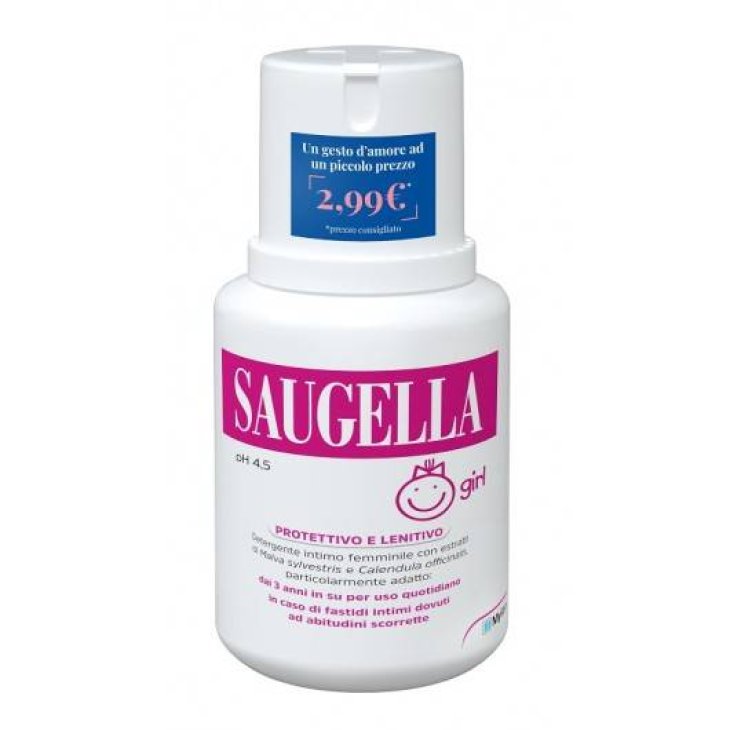 Saugella Girl Protettivo e Lenitivo Detergente Intimo Bambine 3-12 Anni 100 ml