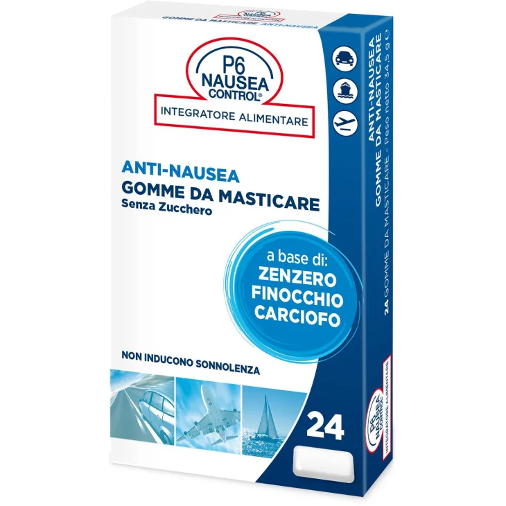 P6 Nausea Control Gomme Anti Nausea Senza Zucchero 24 Pezzi