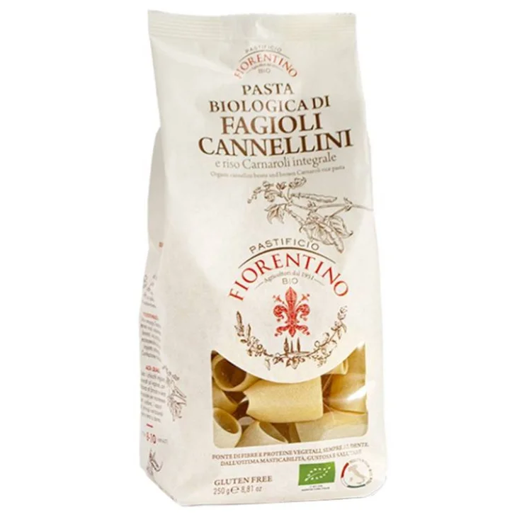 PASTIFICIO FIORENTINO PASTA BIOLOGICA DI FAGIOLI CANNELLINIE RISO CARNAROLI INTEGRALE PACCHERI 250 G