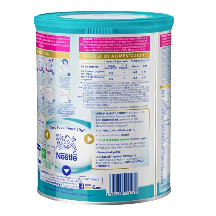 Nestlé Nidina Optipro 2 Latte di Proseguimento in Polvere 800 g