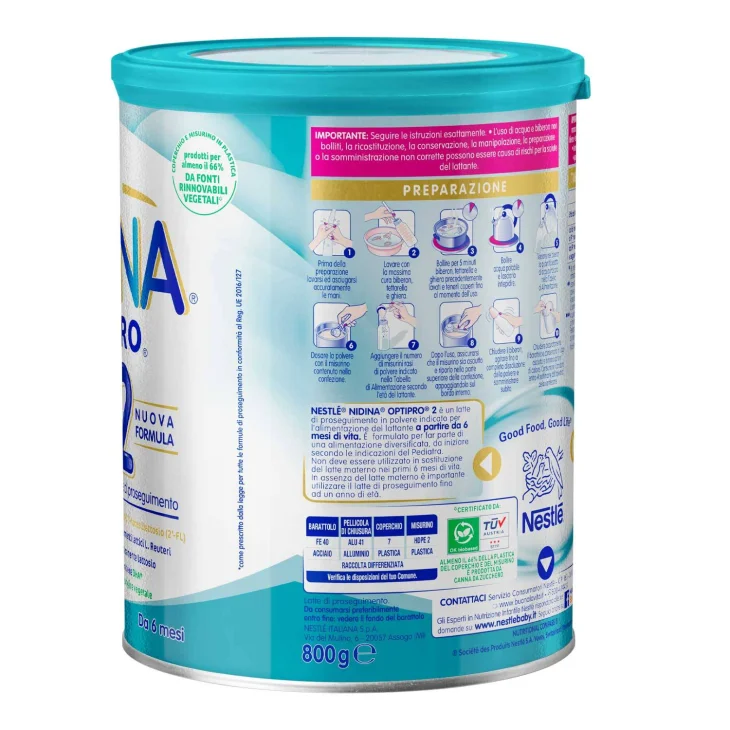 Nestlé Nidina Optipro 2 Latte di Proseguimento in Polvere 800 g