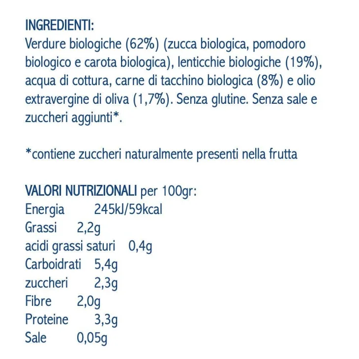 Hero Solo Omogeneizzato Biologico Zucca Lenticchie e Tacchino 190 g