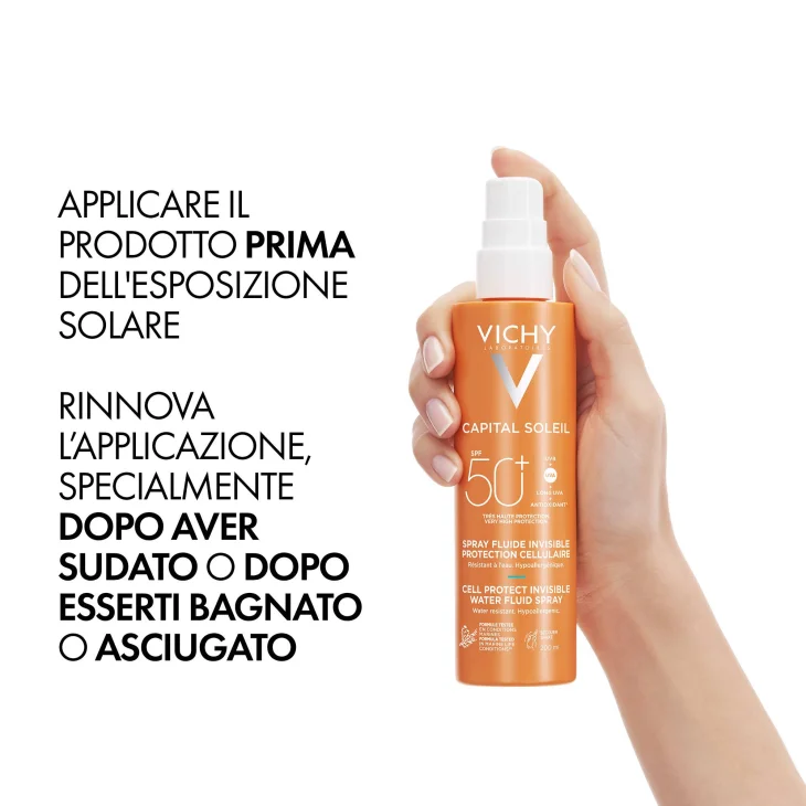 Vichy Capital Soleil Cell Protect Fluido Ultra Leggero Spray Protezione Alta Spf 50+ 200 ml
