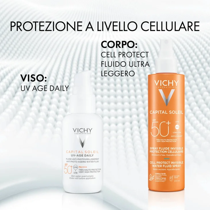 Vichy Capital Soleil Cell Protect Fluido Ultra Leggero Spray Protezione Alta Spf 50+ 200 ml