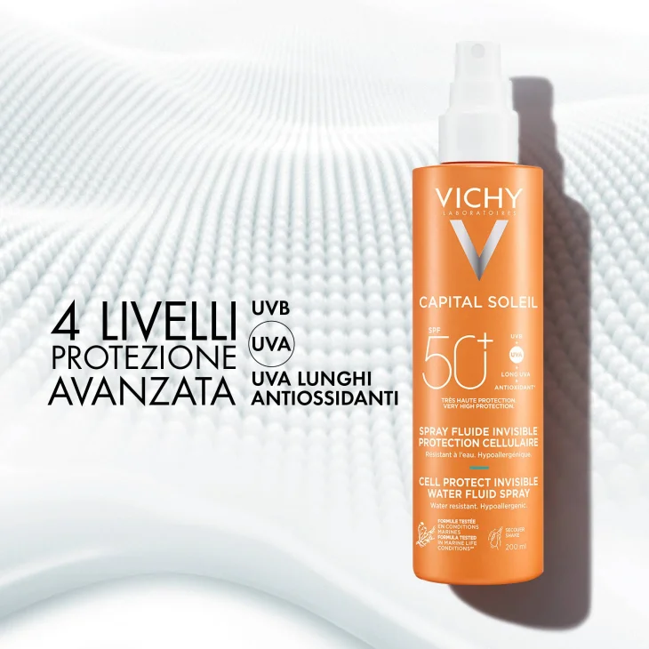 Vichy Capital Soleil Cell Protect Fluido Ultra Leggero Spray Protezione Alta Spf 50+ 200 ml