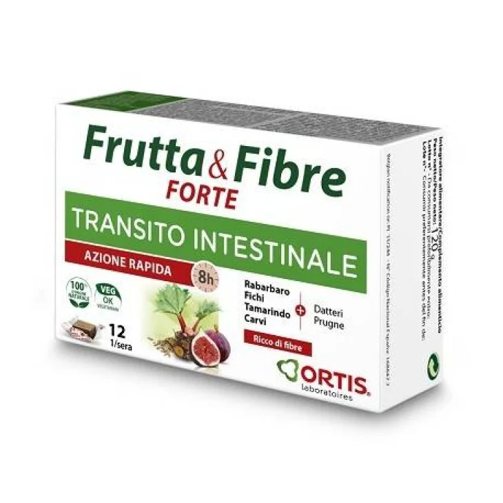 Ortis Frutta & Fibre Forte Integratore Naturale per il Transito Intestinale 12 Cubetti