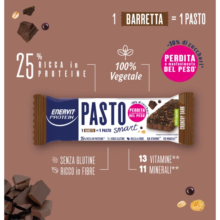 Enervit Protein Crunchy Dark Pasto sostitutivo in barretta 55 g