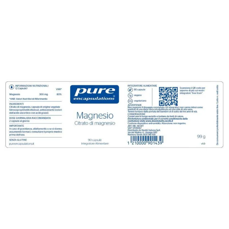 Pure Encapsulations Magnesio Integratore Energetico 90 Capsule