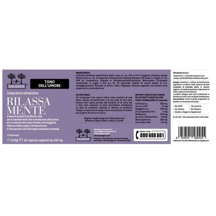 Salugea Rilassa Mente Integratore per il Relax 60 capsule