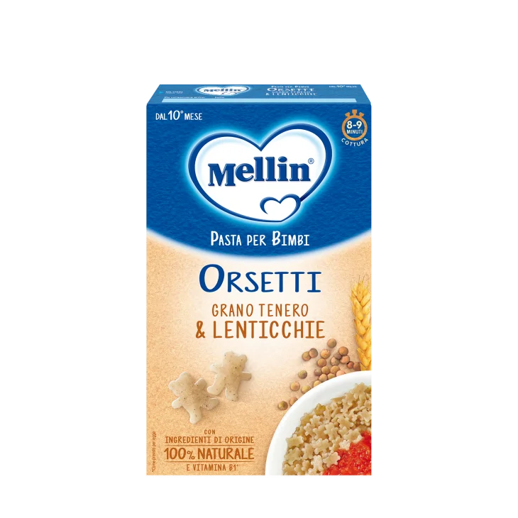Mellin Orsetti Con Grano Tenero e Lenticchie Pasta per Bimbi 280 G