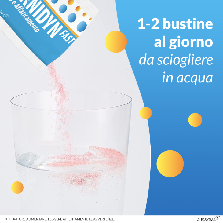 Carnidyn Fast Integratore di Magnesio e Potassio per la Stanchezza Fisica 12 bustine