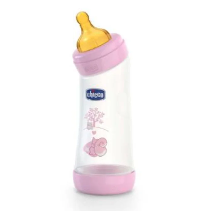 CHICCO BIBERON WELL BEING ANGOLATO IN POLIPROPILENE GIRL DA250 ML NORMAL LATTICE