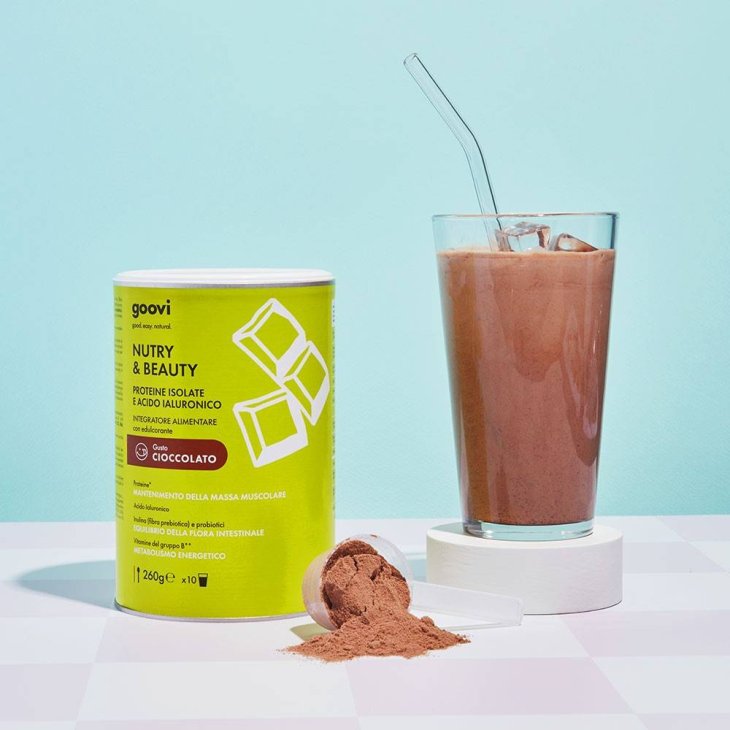 Goovi Nutry & Beauty Integratore di Proteine in Polvere per Muscoli e Pelle Gusto Cioccolato 260 g