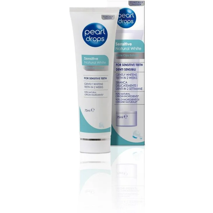 Pearl Drops Sensitive Natural White Dentifricio Sbiancante per Denti Sensibili Menta 128 g