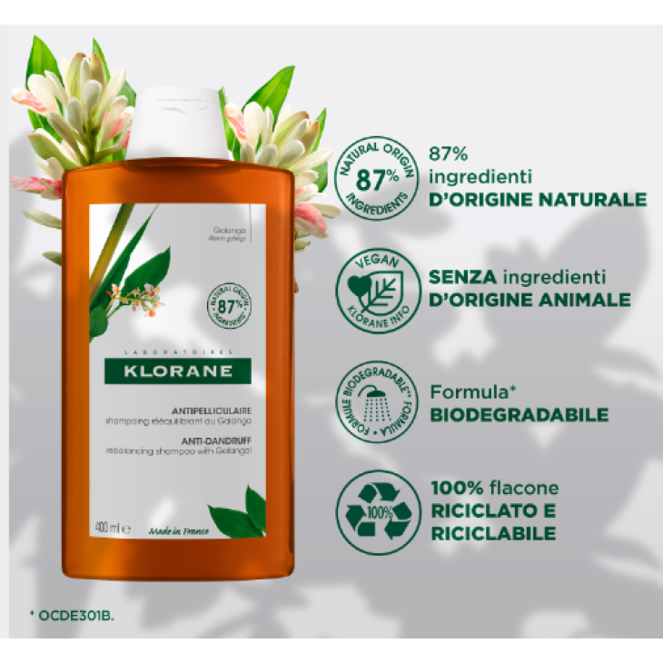 Klorane Shampoo Riequilibrante Antiforfora con Galanga 400 ml