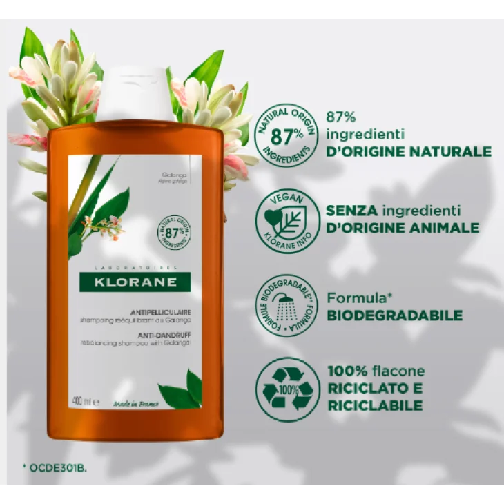 Klorane Shampoo Riequilibrante Antiforfora con Galanga 400 ml