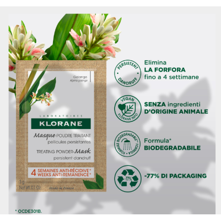 Klorane Shampoo Maschera Antiforfora in Polvere alla Galanga 24 gr