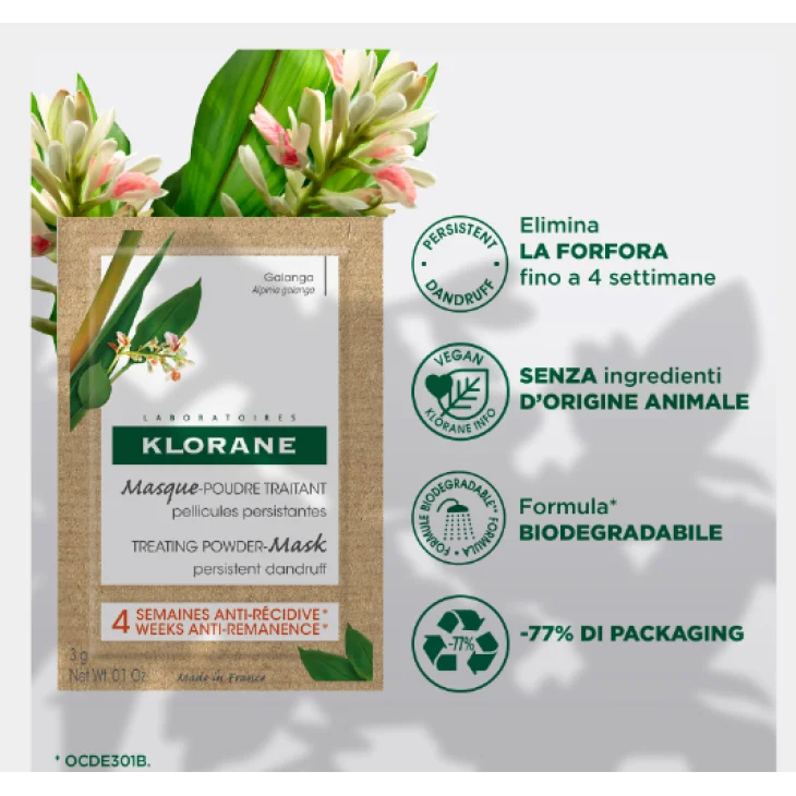 Klorane Shampoo Maschera Antiforfora in Polvere alla Galanga 24 gr