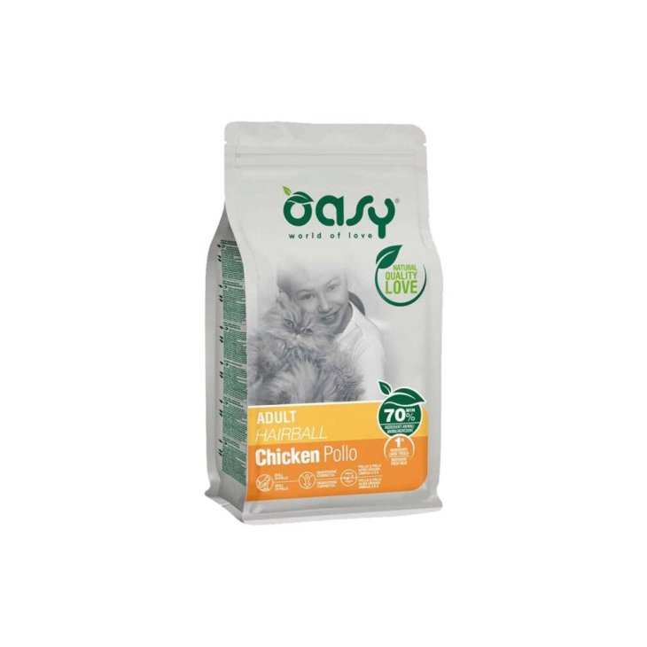 Oasy Hairball Adult Cibo Secco per Gatti Adulti Gusto Pollo 1,5 kg
