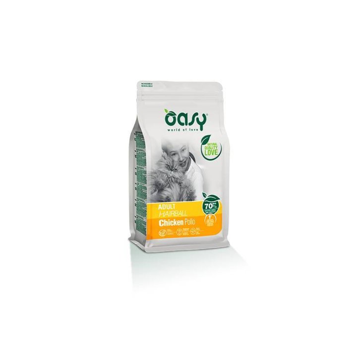 Oasy Hairball Adult Cibo Secco per Gatti Adulti Gusto Pollo 300 g