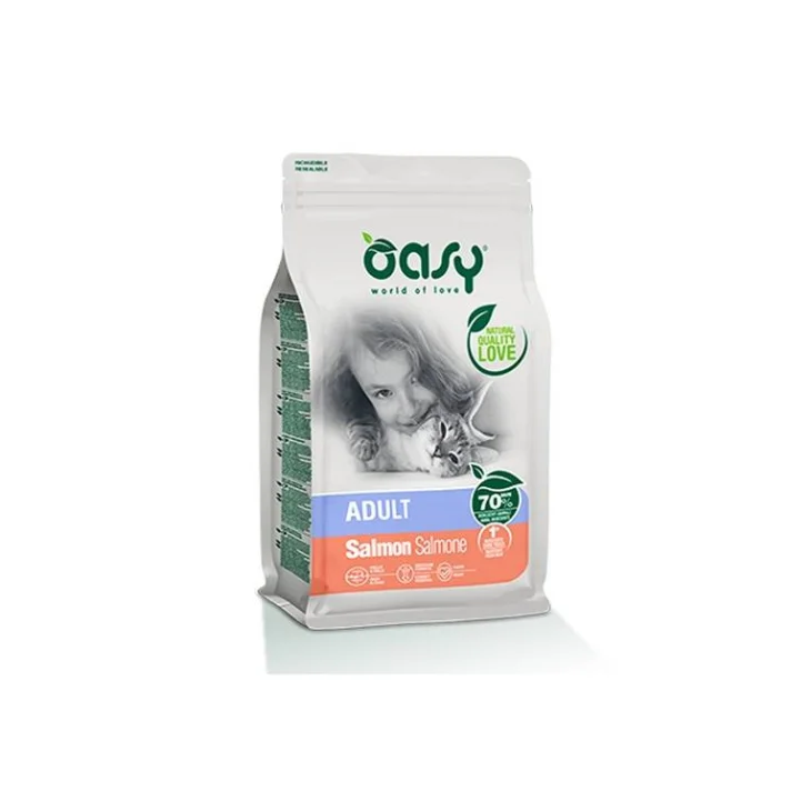 Oasy Lifestage Adult Salmone Cibo Secco per Gatti Adulti Gusto Salmone 1,5 kg