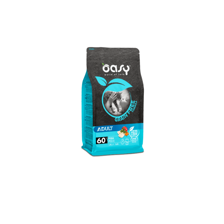 Oasy Grain Free Adult Cibo Secco per Gatti Gusto Pesce 300 g