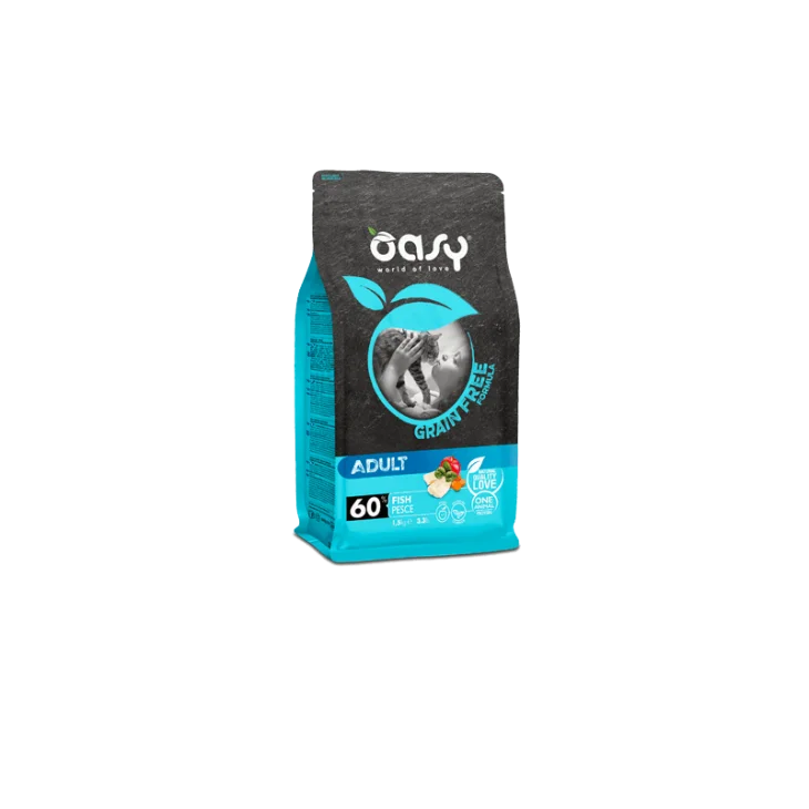 Oasy Grain Free Adult Cibo Secco per Gatti Gusto Pesce 300 g